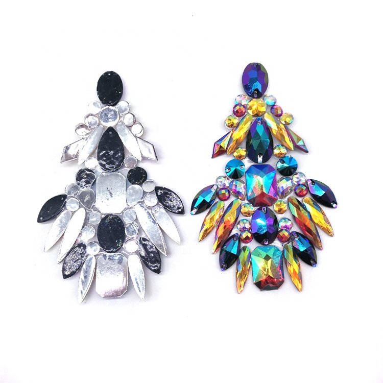 customized carnival costume accessories gel back colorful resin stone appliques iron on rhinestone appliques patches