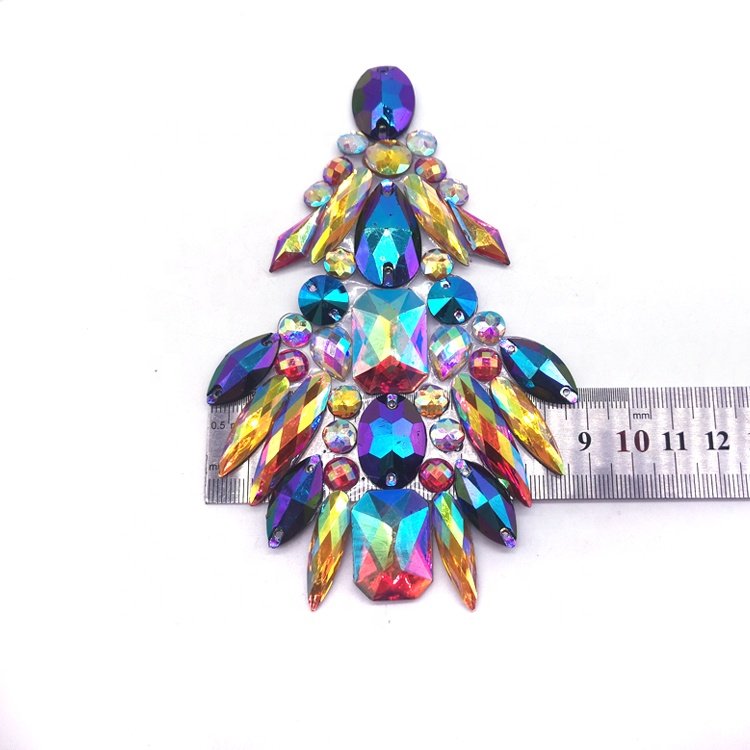 customized carnival costume accessories gel back colorful resin stone appliques iron on rhinestone appliques patches