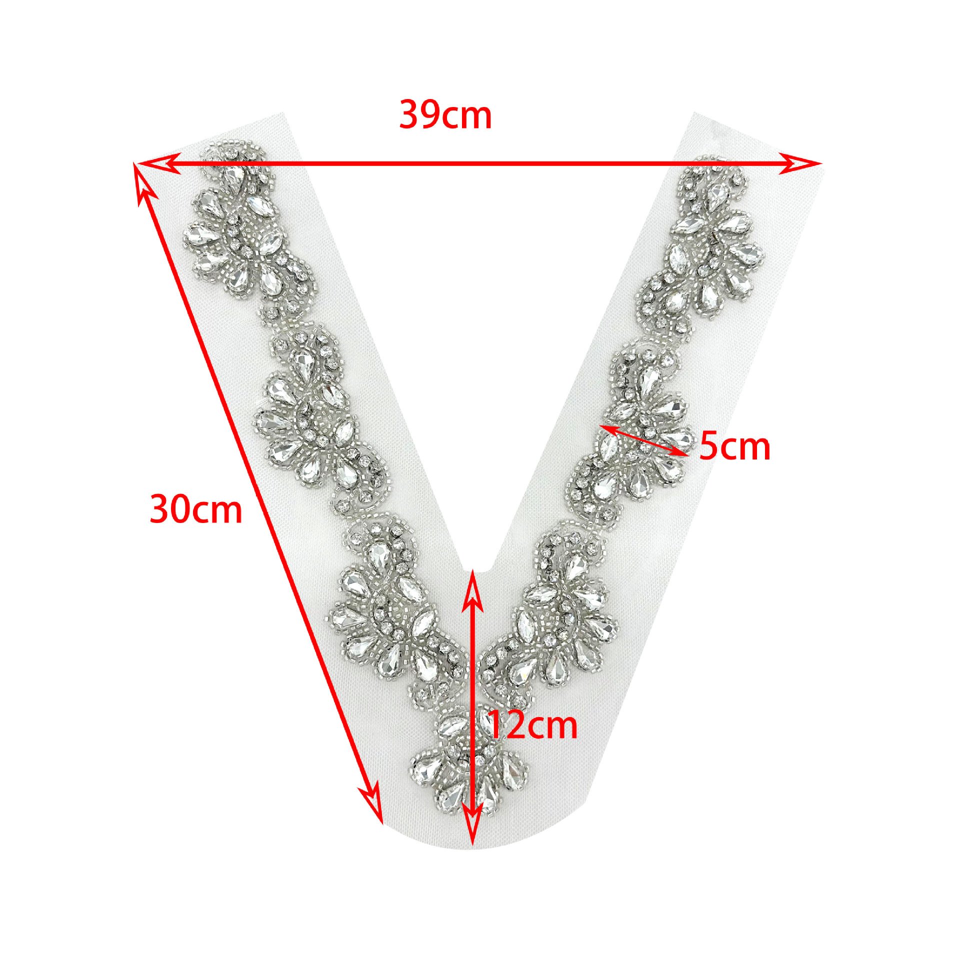 Embroidery beads corsage patches heavy sequins V Collar rhinestone tulle Neck lace applique For dress sexy underwear accessories