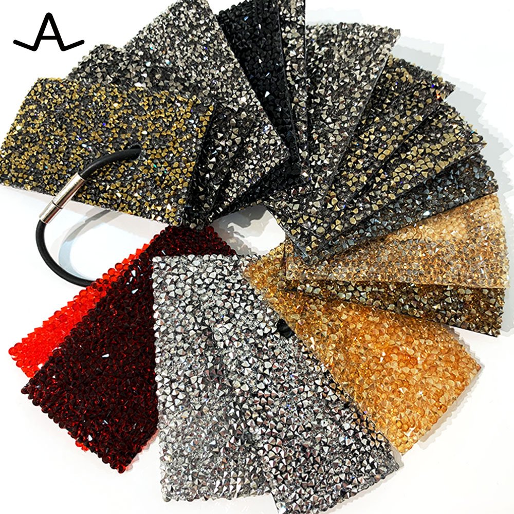 AILUN custom design rhinestone hotfix fine rock logo for shoes garment hats crystal ribbon logo