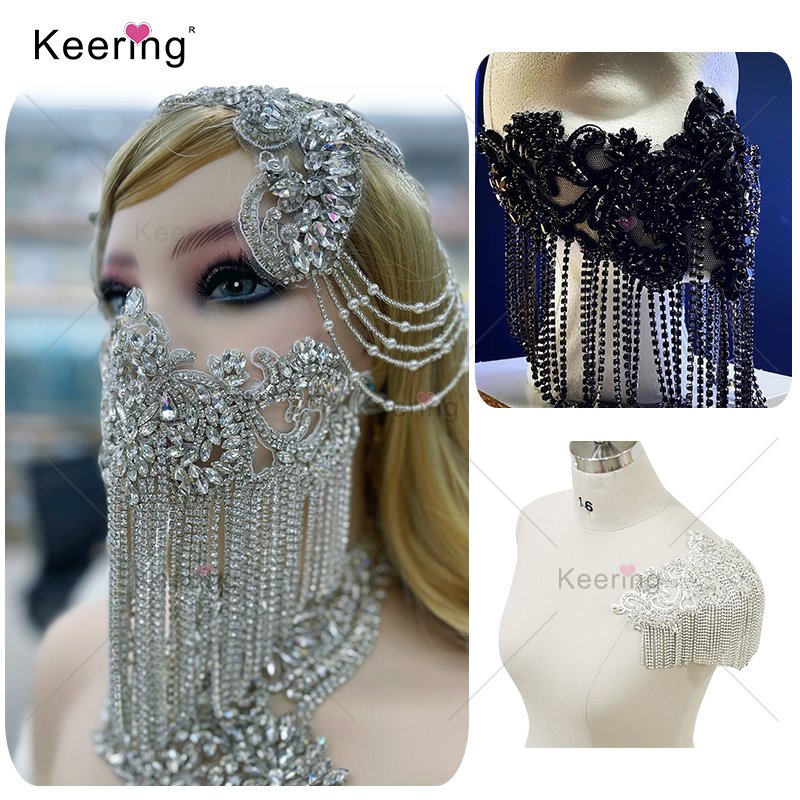 High quality bodice rhinestone applique patch for Bridesmaid wedding dress WDP-289