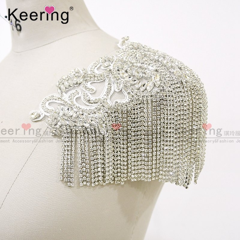 High quality bodice rhinestone applique patch for Bridesmaid wedding dress WDP-289