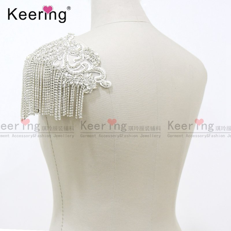 High quality bodice rhinestone applique patch for Bridesmaid wedding dress WDP-289