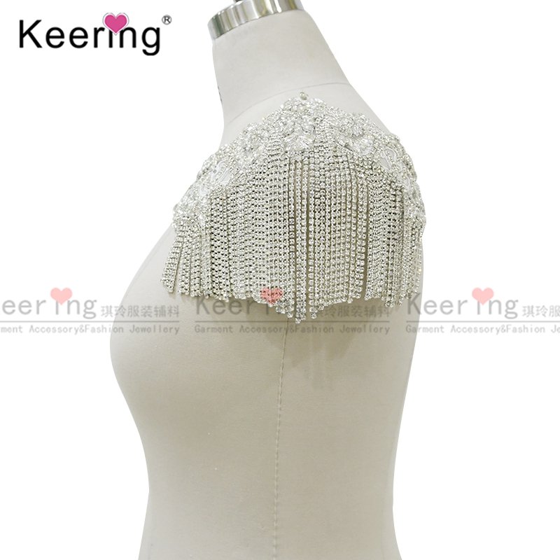 High quality bodice rhinestone applique patch for Bridesmaid wedding dress WDP-289