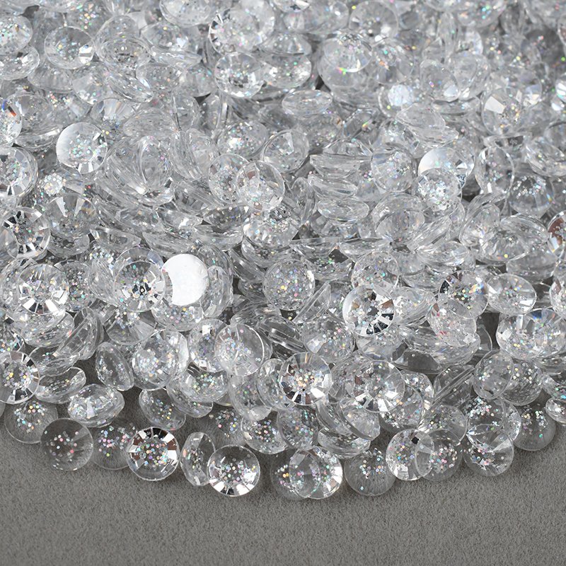 New Design 3mm 4mm 5mm 6mm Glitter Gold Starry Crystal Transparent Stones Non Hotfix Flatback Resin Rhinestones For Dress