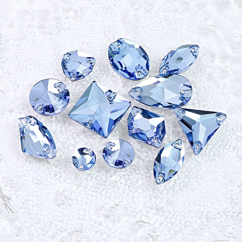 Dongzhou aquamarine color Flatback rhinestones Sew-on crystal wholesale lead-free crystal stone for Garment shoes diy decoration