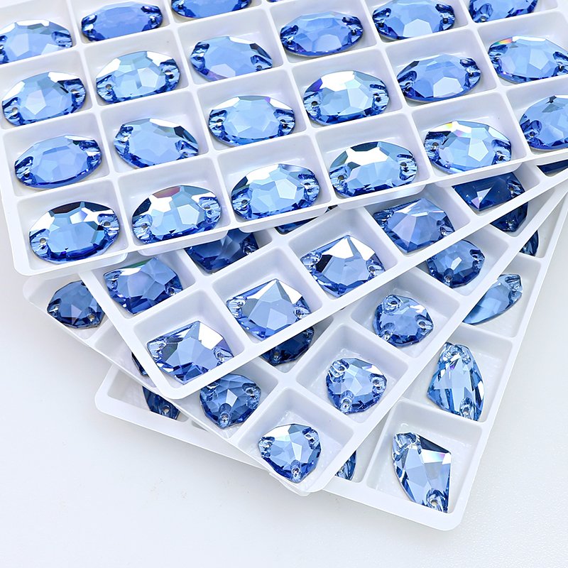 Dongzhou aquamarine color Flatback rhinestones Sew-on crystal wholesale lead-free crystal stone for Garment shoes diy decoration