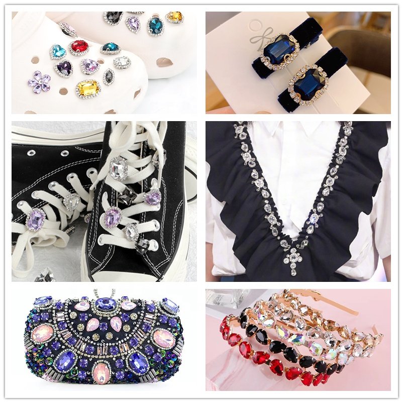 Shiny Sew on Glass Teardrop Shaped Rhinestone Silver Claw Crystal Buckle Diy Wedding Dress Clothes Shoes Accessories