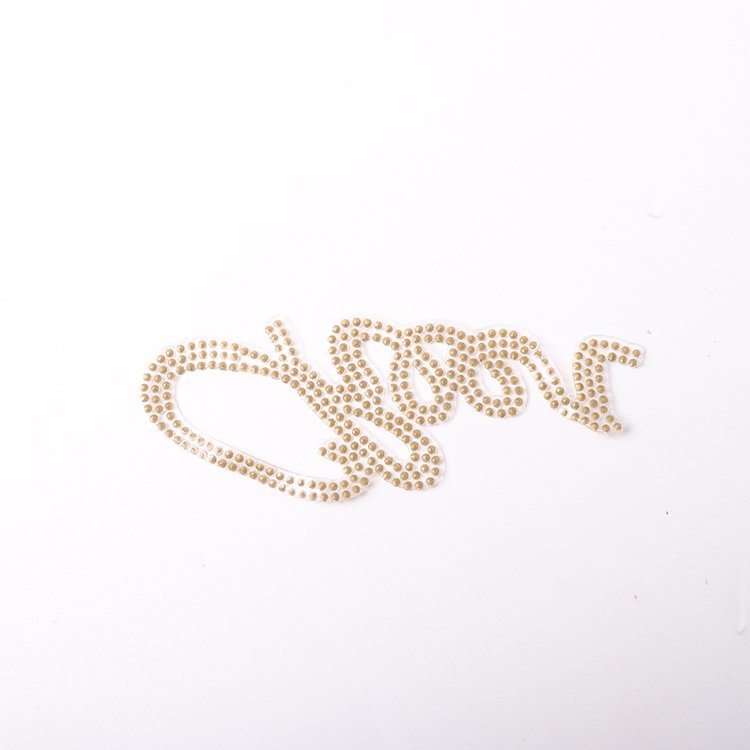 Wholesale words bling iron on rhinestone patches glitter hotfix resin crystal rhinestones cheer hat patches for trucker hat