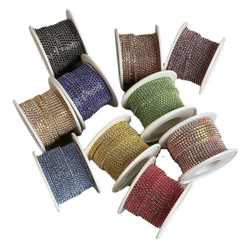 SS4/6/8/10/12/16 Crystal Rhinestones Chains Glass Sew on Trimming DIY Garment Jewelry Accessories Customized Size Color