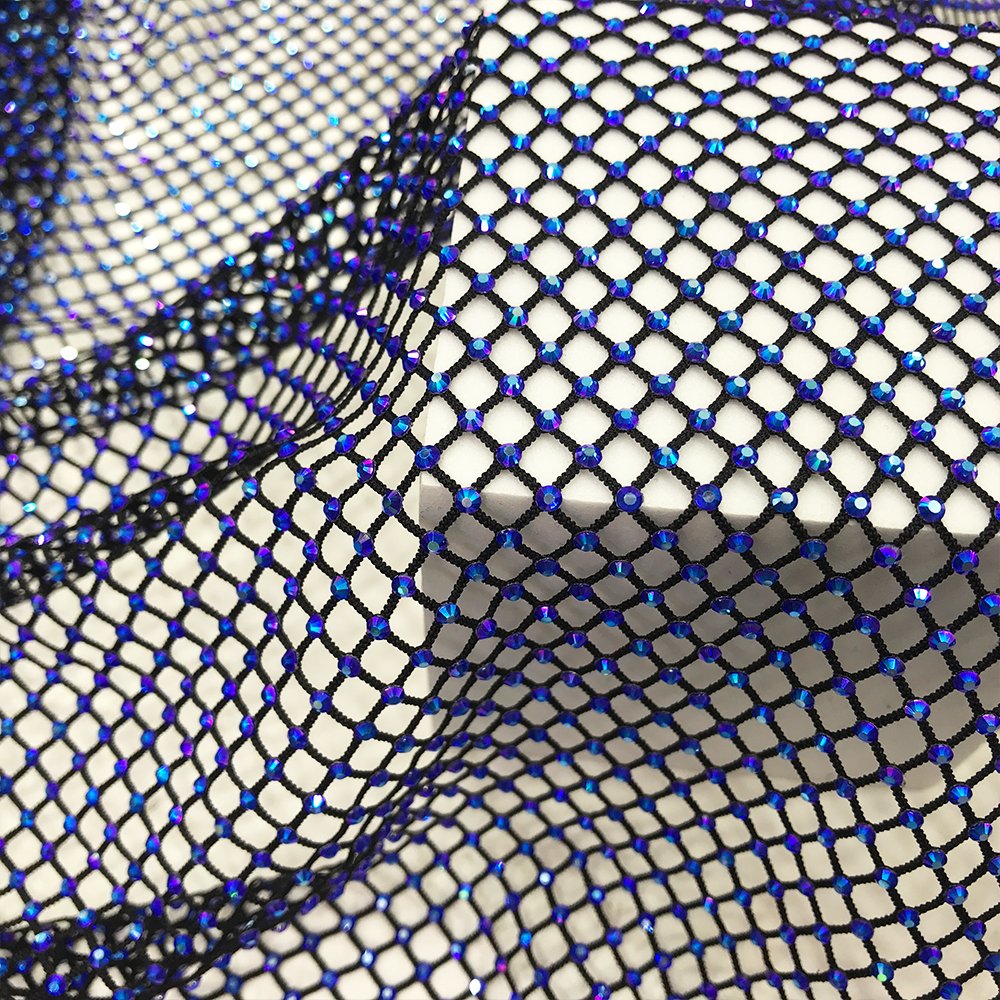 S556 Soft Diamante Rhinestone Mesh Stretch Crystal Fish Net Sparkling Stone Glass Net Fabric