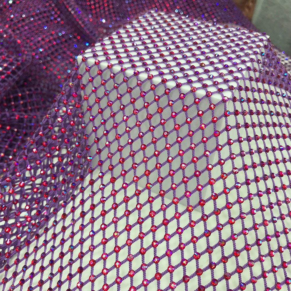 S556 Soft Diamante Rhinestone Mesh Stretch Crystal Fish Net Sparkling Stone Glass Net Fabric