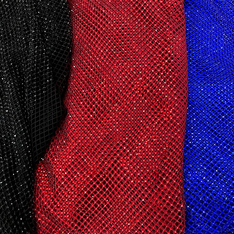 S556 Soft Diamante Rhinestone Mesh Stretch Crystal Fish Net Sparkling Stone Glass Net Fabric