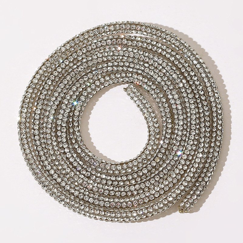 Wholesale 6mm Round 120CM Rhinestone Hoodie Drawstring String for DIY Trouser Hoodie Dress Belt Accessories