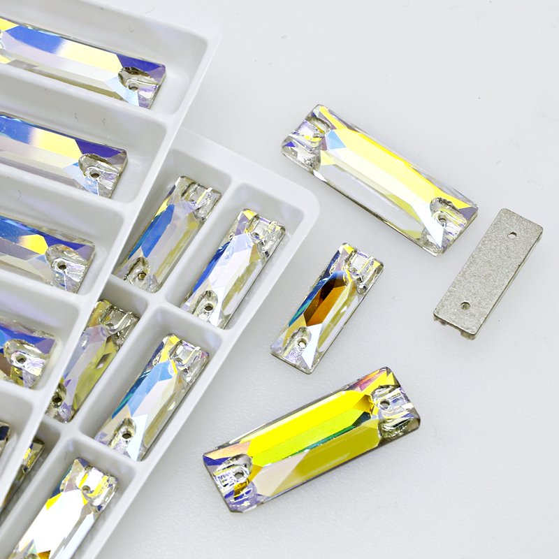 Dongzhou Rectangle sew on crystals flatback glass rhinestone wholesale lead-free crystal beads for garment sewing accessories