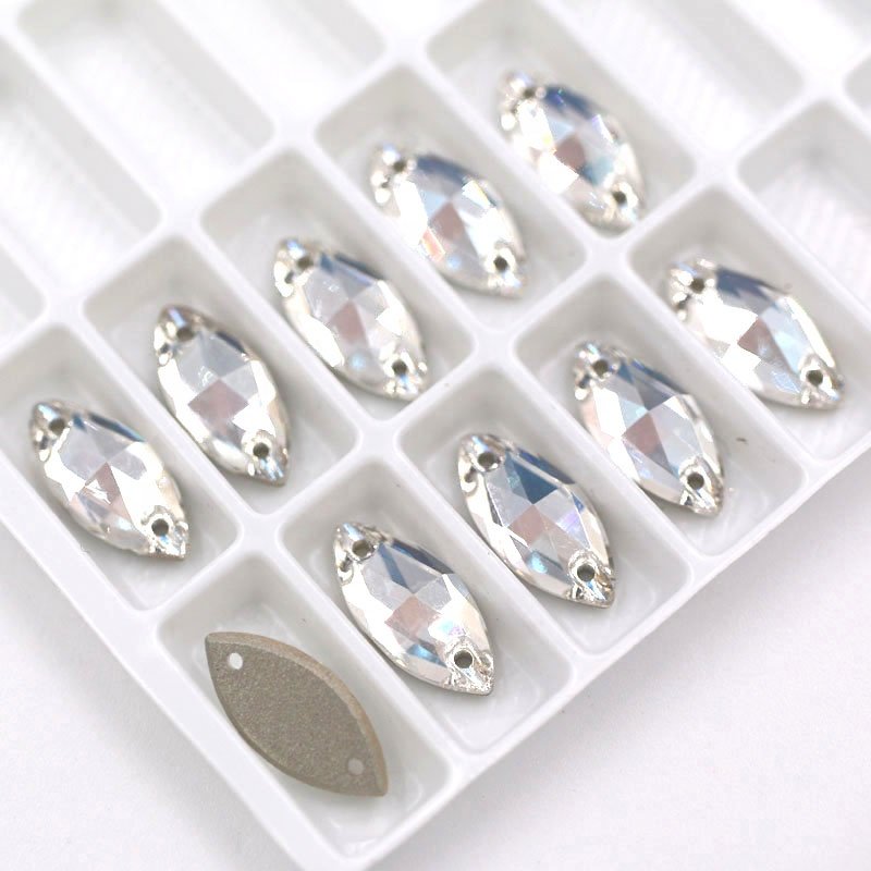 High Quality Horse Eye Shape Flatback Sewing Glass Rhinestones With Two Holes