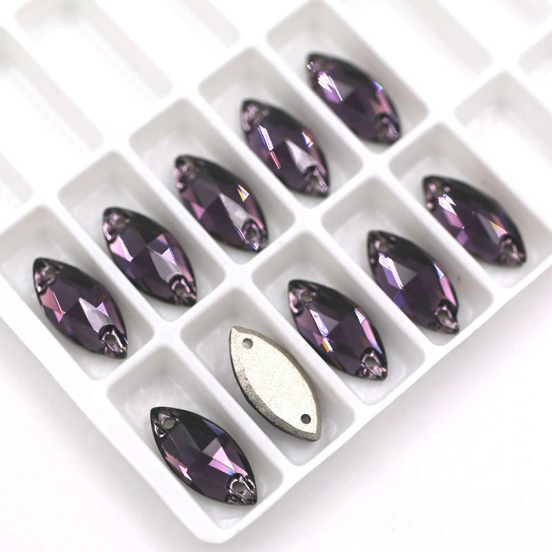 High Quality Horse Eye Shape Flatback Sewing Glass Rhinestones With Two Holes