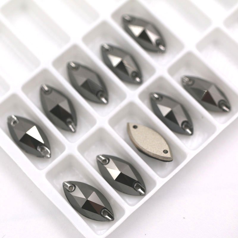 High Quality Horse Eye Shape Flatback Sewing Glass Rhinestones With Two Holes