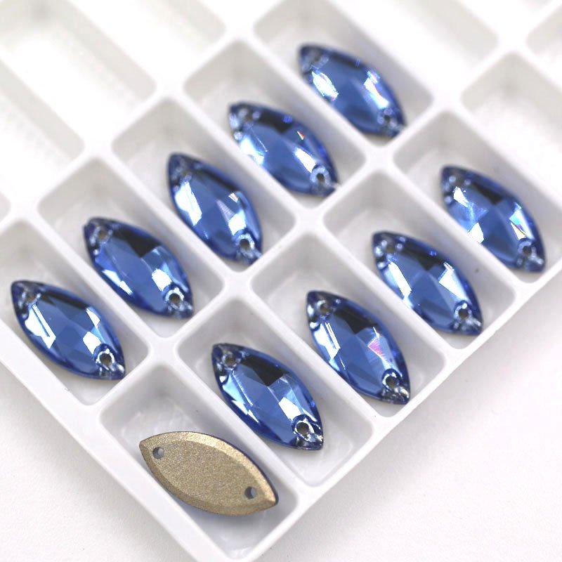 High Quality Horse Eye Shape Flatback Sewing Glass Rhinestones With Two Holes