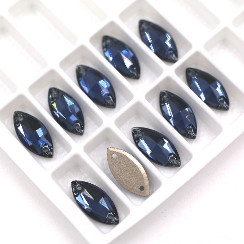 High Quality Horse Eye Shape Flatback Sewing Glass Rhinestones With Two Holes