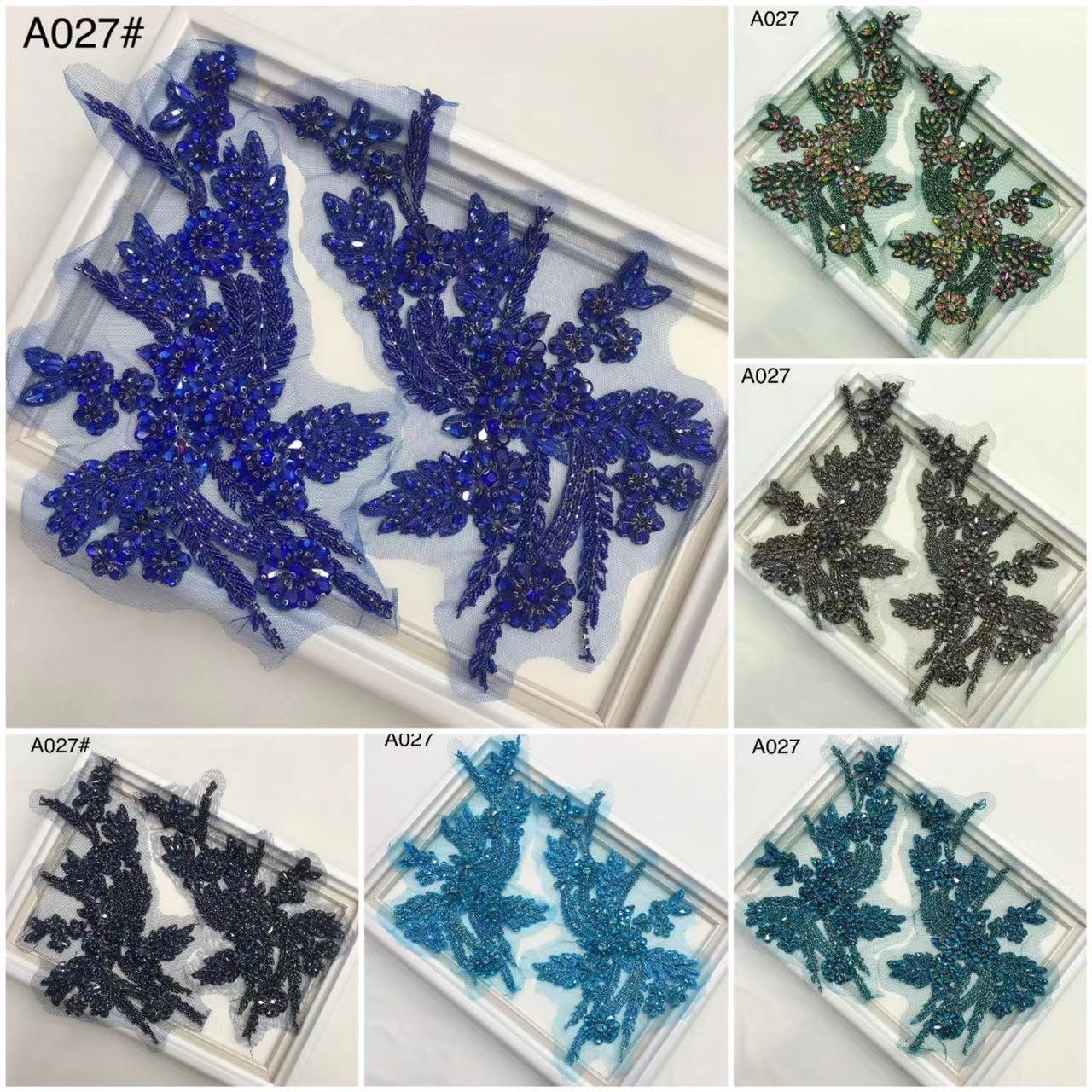 RM-439 glass crystal beaded rhinestone wedding lace bodice sash applique for bridal bridesmaid evening party dancing dress
