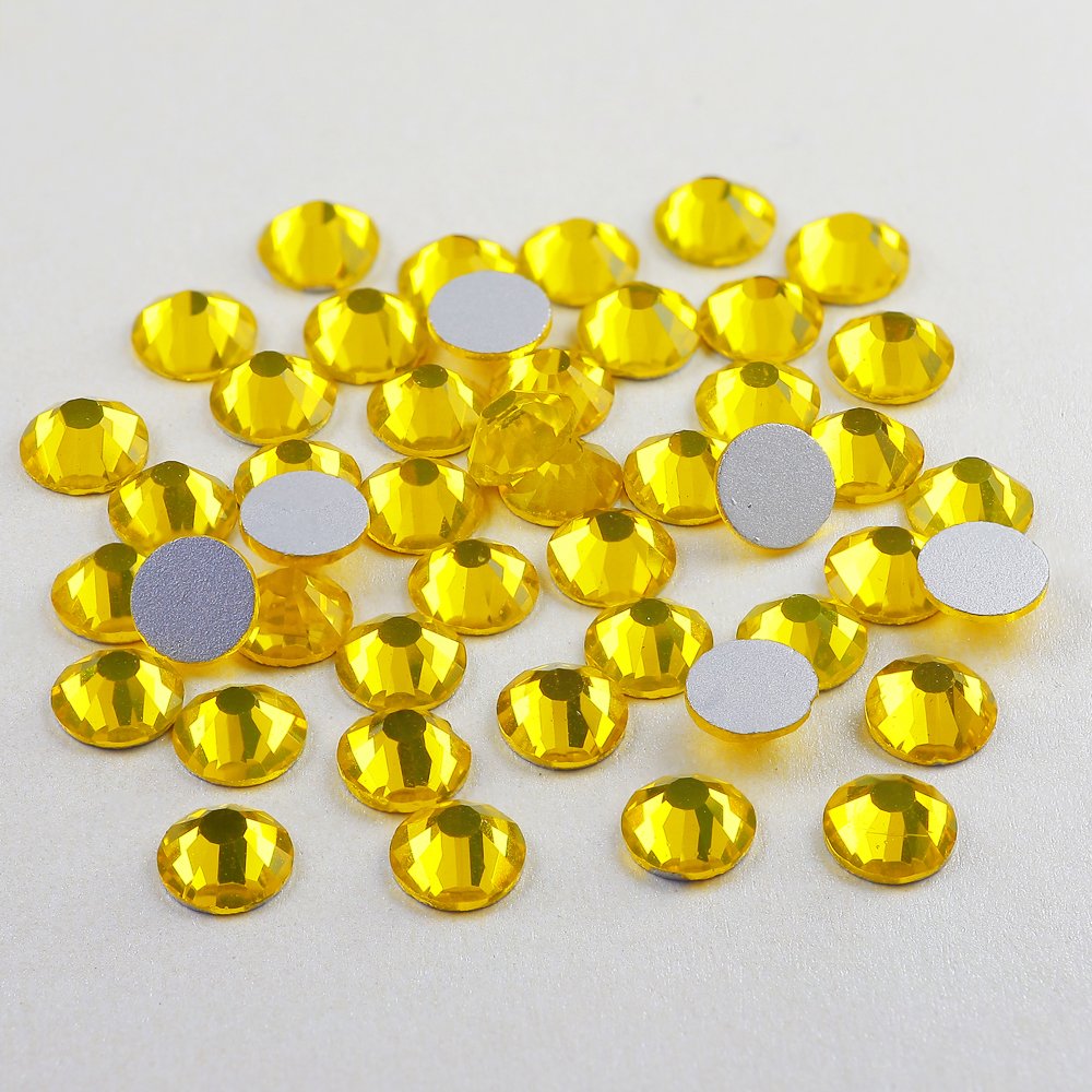 Bling Yantuo Crystal Yellow Citrine Non Hot Fix Glass Machine cut Rhinestone For Bags