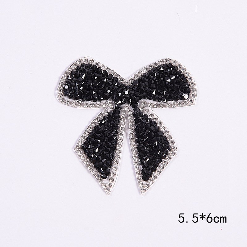 New iron on /self adhesive shiny colorful rhinestone bow knot patch for clothes bag decoration