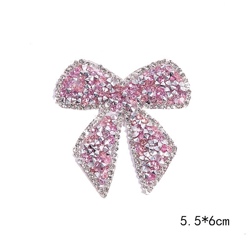 New iron on /self adhesive shiny colorful rhinestone bow knot patch for clothes bag decoration