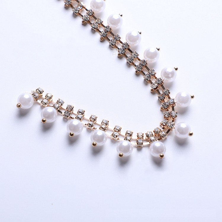 Plastic Beads Decorative Diamond Pearl Chain Metal Rhinestone Chain For Garment Bag Shoe