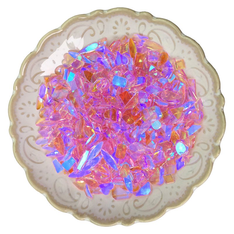 R86 144pcs Shiny Crystal Rhinestone Nail Art Decoration Aurora Pink Glass Rhinestone DIY Manicure Decoration Wholesale