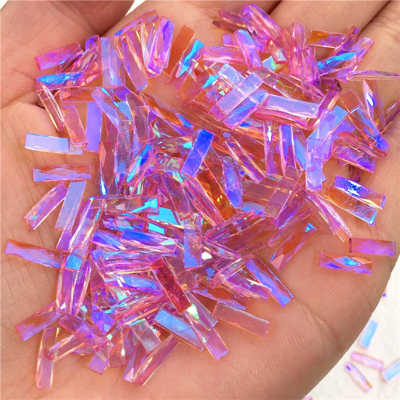 R86 144pcs Shiny Crystal Rhinestone Nail Art Decoration Aurora Pink Glass Rhinestone DIY Manicure Decoration Wholesale
