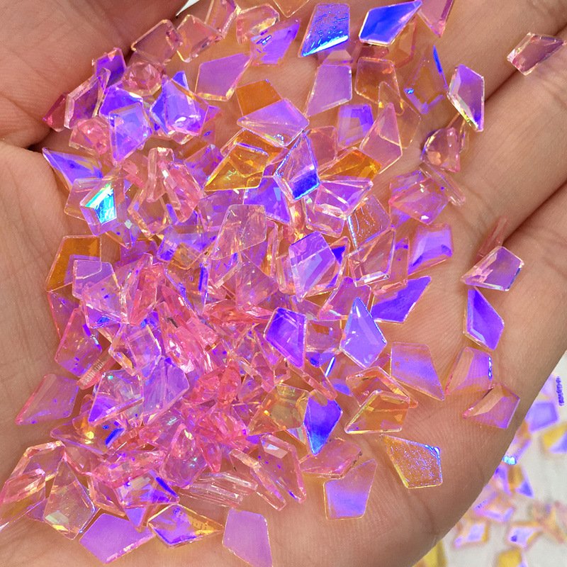 R86 144pcs Shiny Crystal Rhinestone Nail Art Decoration Aurora Pink Glass Rhinestone DIY Manicure Decoration Wholesale