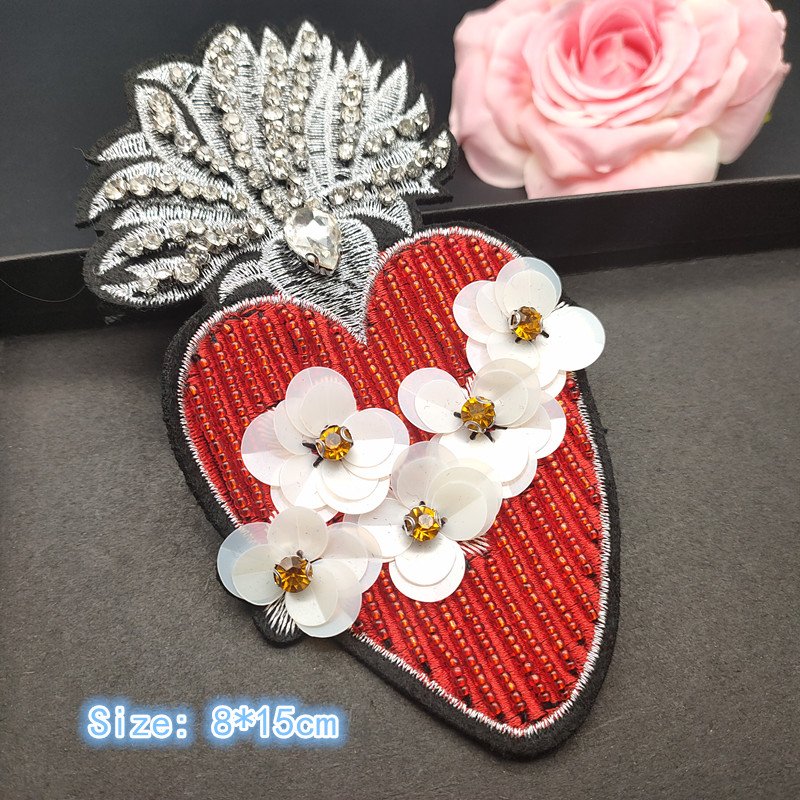 Beaded Patches Handmade Rhinestone Heart Sew on Crystal Patch Beading Applique Cute Wholesale 3D Glass Bag Packaging Paypal