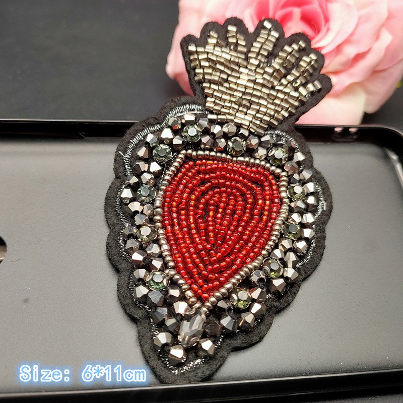 Beaded Patches Handmade Rhinestone Heart Sew on Crystal Patch Beading Applique Cute Wholesale 3D Glass Bag Packaging Paypal