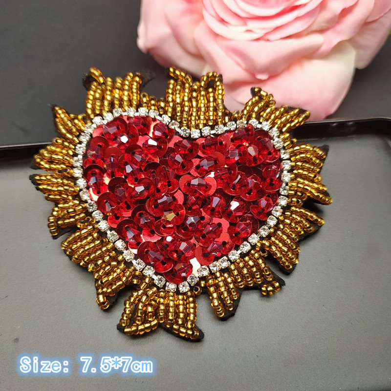 Beaded Patches Handmade Rhinestone Heart Sew on Crystal Patch Beading Applique Cute Wholesale 3D Glass Bag Packaging Paypal