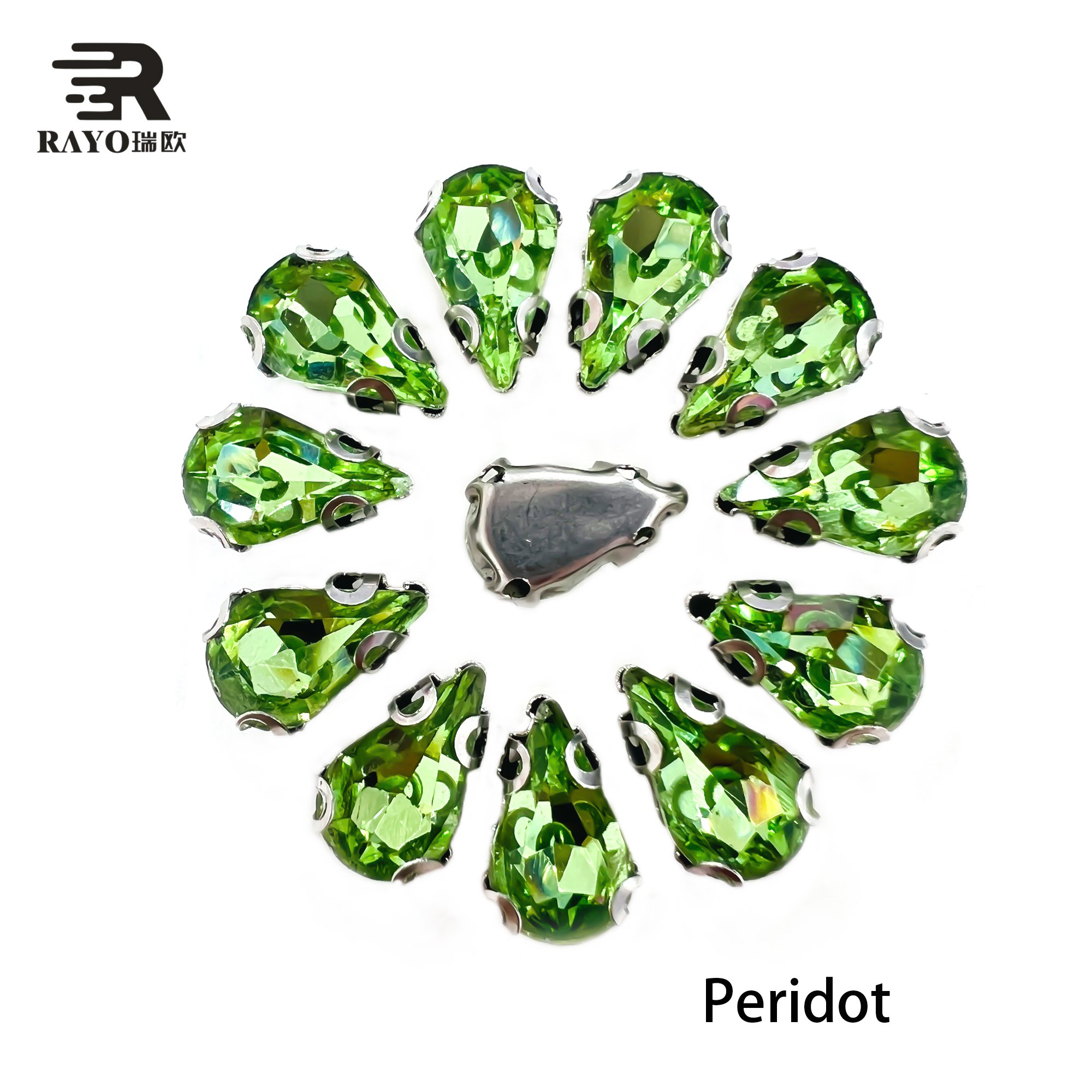 Teardrop-Shaped Flatback Crystal Rhinestone Loose Sew Buttons Shoes Dress Decoration Glass Metal Claw Setting