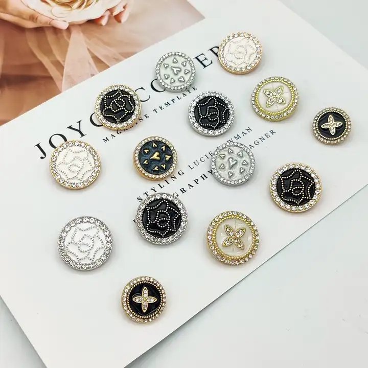 Heng Wei brand 18mm/16mm/14mm rhinestones button Customize brand Metal Buttons Logo Metal Buttons for Coats