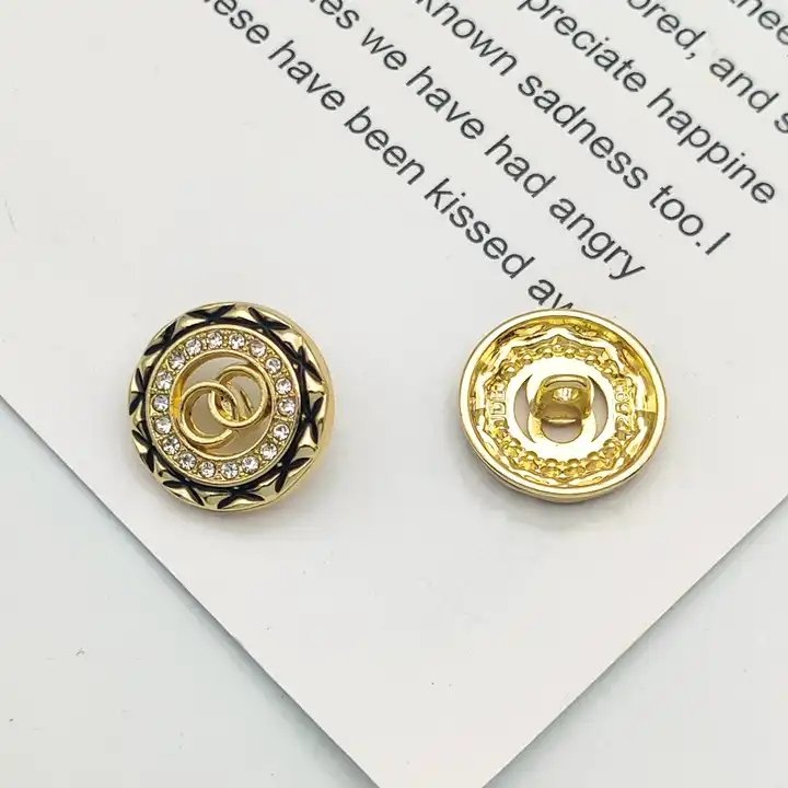 Heng Wei brand 18mm/16mm/14mm rhinestones button Customize brand Metal Buttons Logo Metal Buttons for Coats