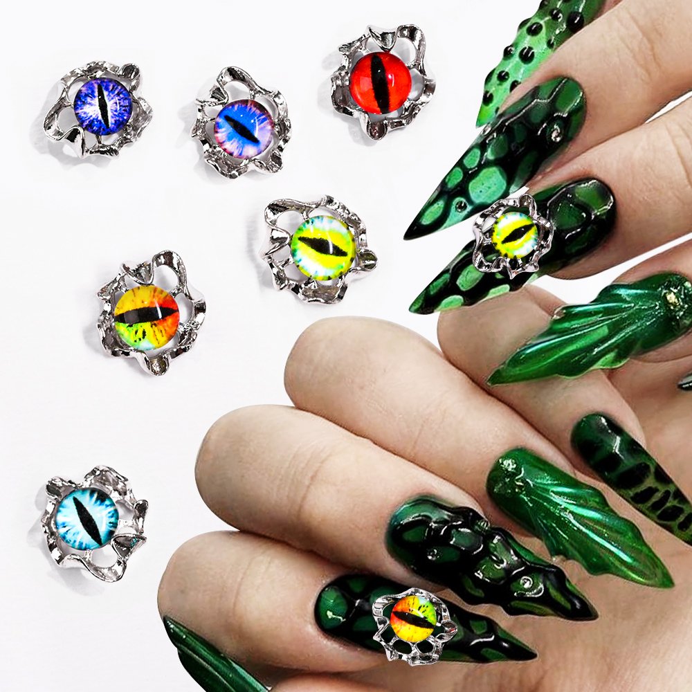 Evil Eye Nail Art Charms Luxury 3D Metal Crystal Rhinestones Fashionable Acrylic Gem for DIY Manicure Decorations for Halloween