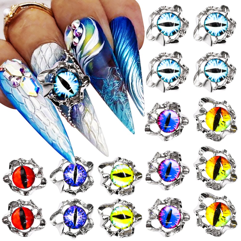Evil Eye Nail Art Charms Luxury 3D Metal Crystal Rhinestones Fashionable Acrylic Gem for DIY Manicure Decorations for Halloween