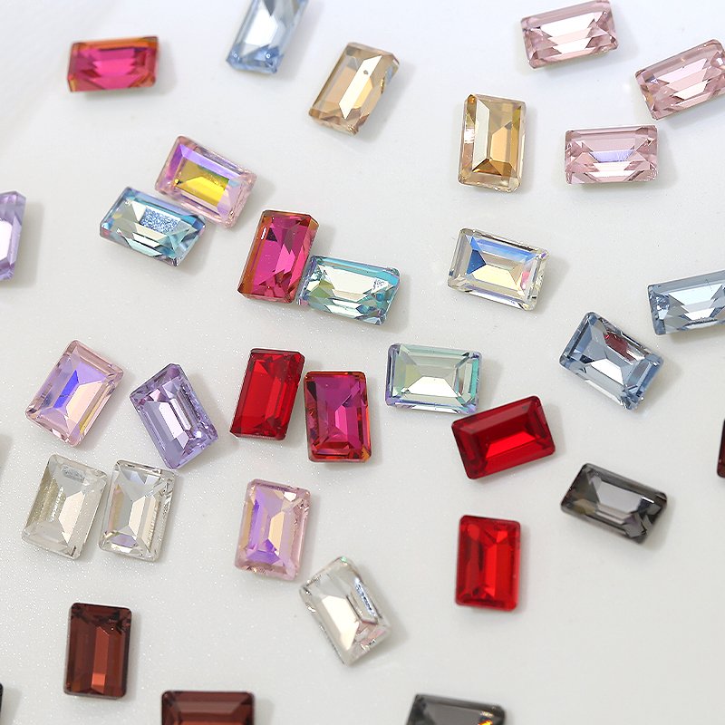 Wholesale Crystal Glass Rectangle Point Back Color Rhinestones Diy Nail Art Jewelry Accessories