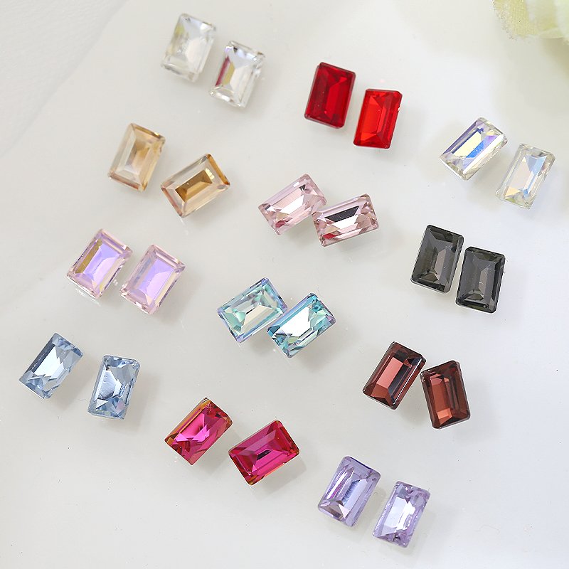 Wholesale Crystal Glass Rectangle Point Back Color Rhinestones Diy Nail Art Jewelry Accessories