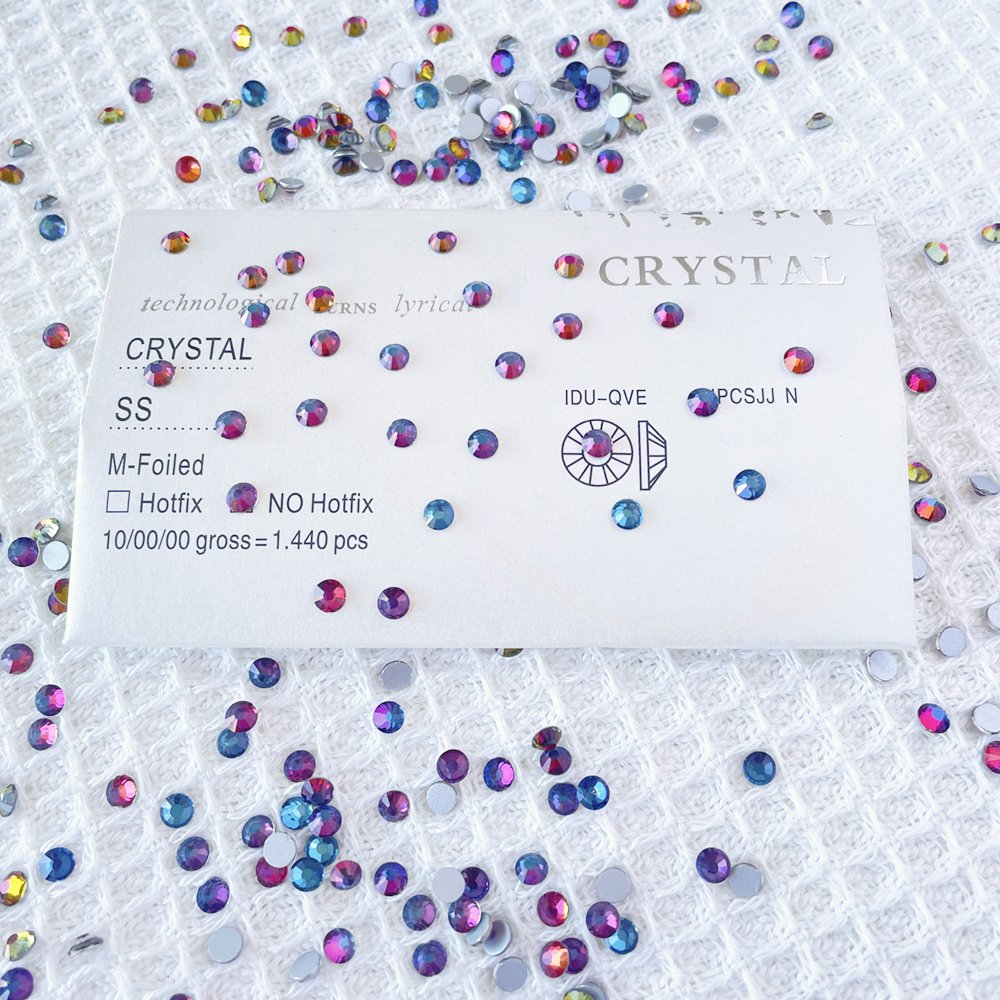 High Quality Non-Hot Fix Crystal Rhinestones blue Volcano round Nail Flatback Glass Stone for Shoes Garments Phone Cases Bags