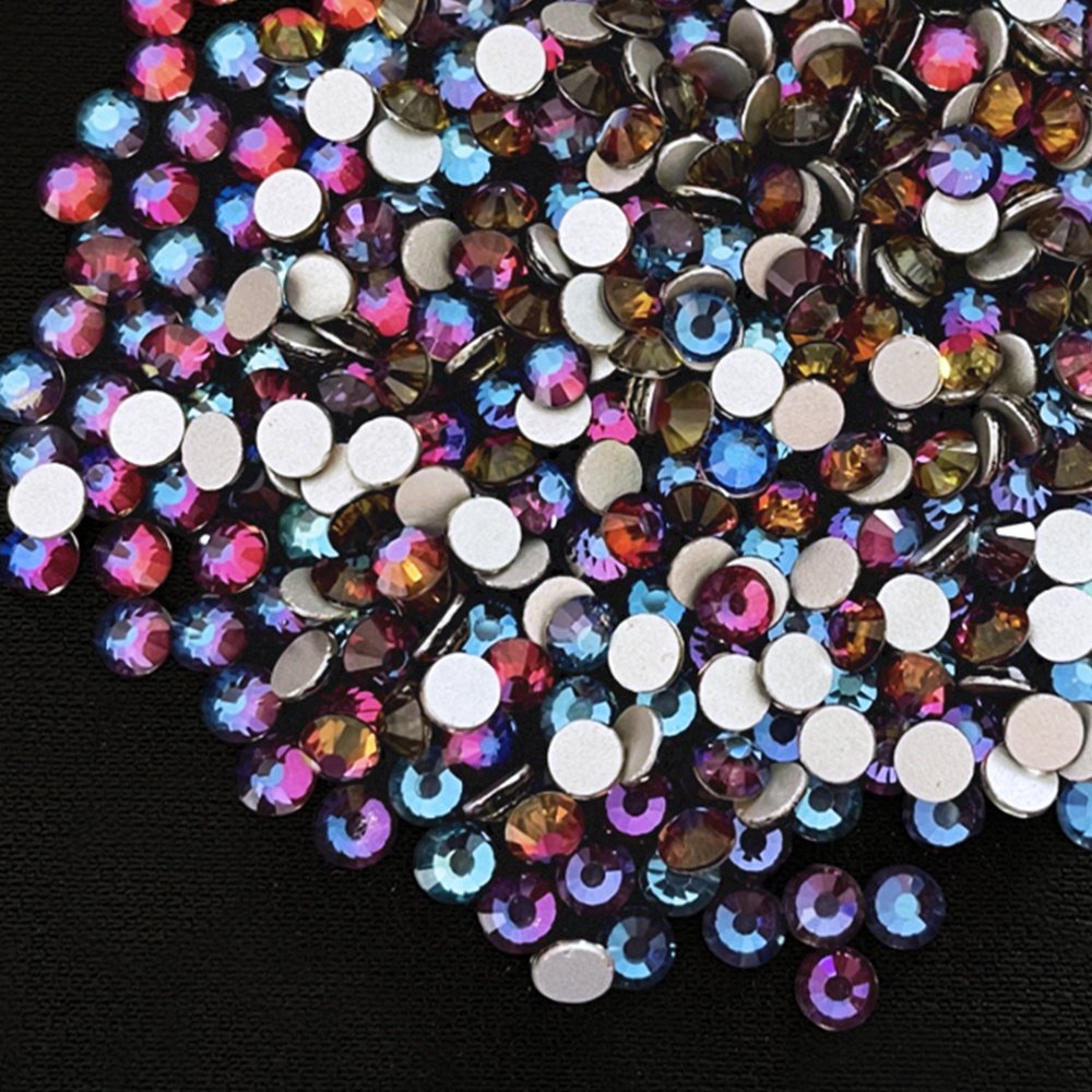 High Quality Non-Hot Fix Crystal Rhinestones blue Volcano round Nail Flatback Glass Stone for Shoes Garments Phone Cases Bags