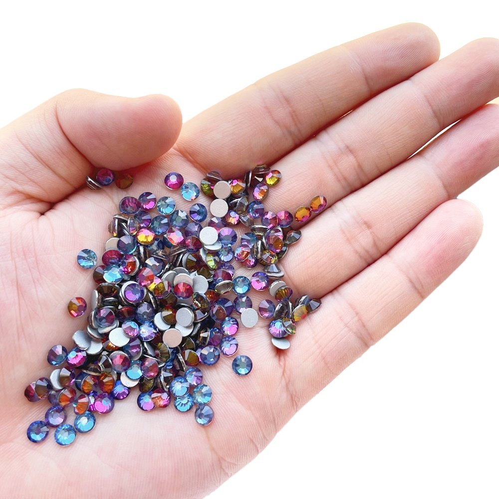 High Quality Non-Hot Fix Crystal Rhinestones blue Volcano round Nail Flatback Glass Stone for Shoes Garments Phone Cases Bags