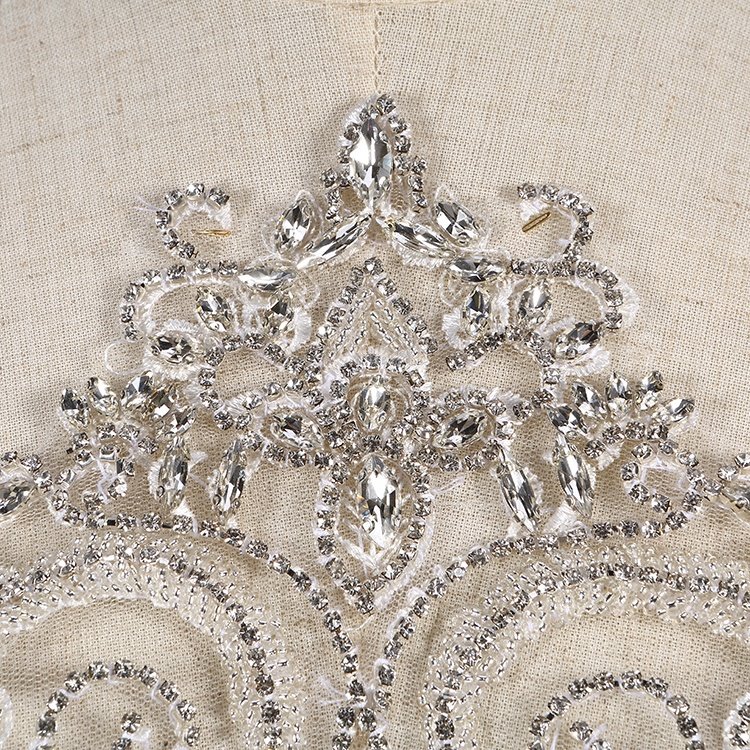 Rhinestone Crystal Applique Patch for Dress New Collection Couture Decorative Fashion Fabric PVC Silver Canvas Newest Patches