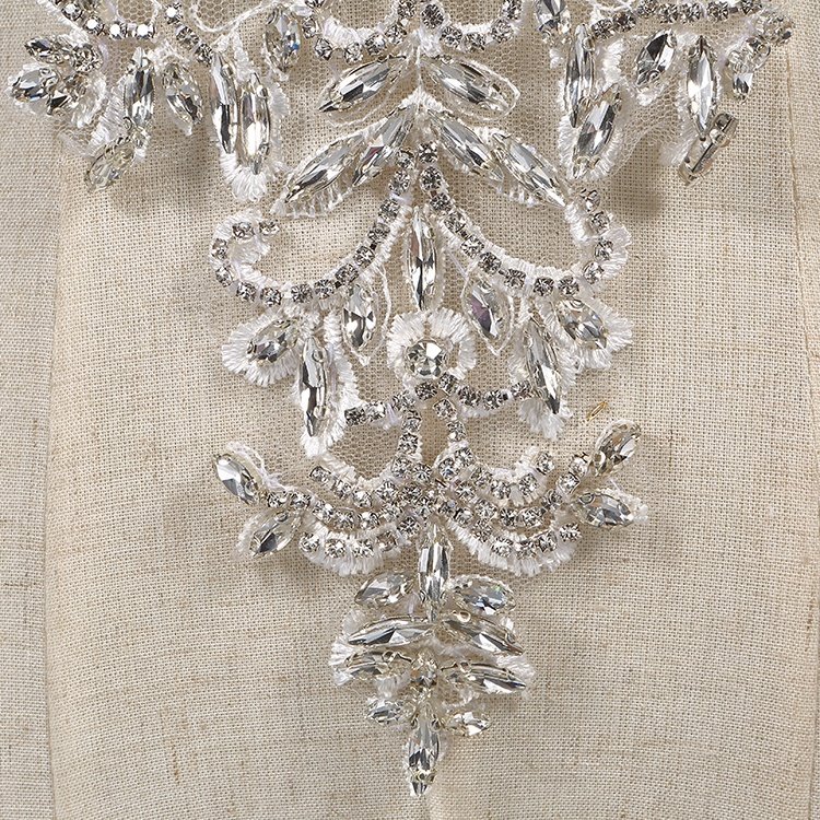 Rhinestone Crystal Applique Patch for Dress New Collection Couture Decorative Fashion Fabric PVC Silver Canvas Newest Patches