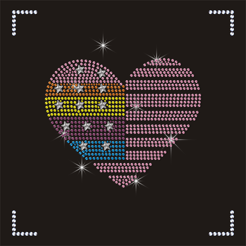 Custom 3D round Rhinestone Transfers Christmas Iron-On Patches with Heat Transfer Template
