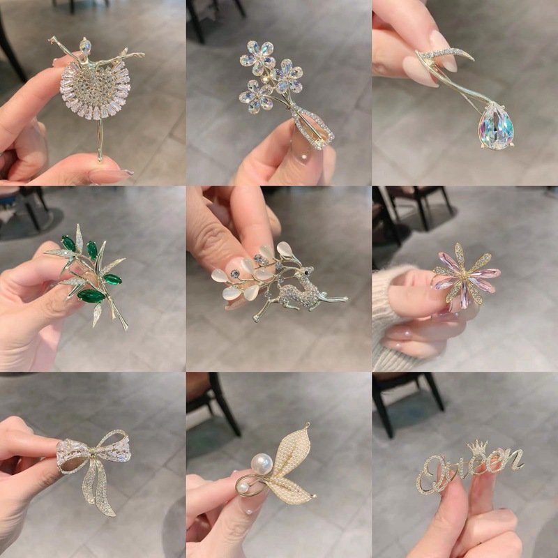 New Fashion rhinestones badges Brooch pin Simple Temperament Exquisite badges with rhinestones for Luxury clothes