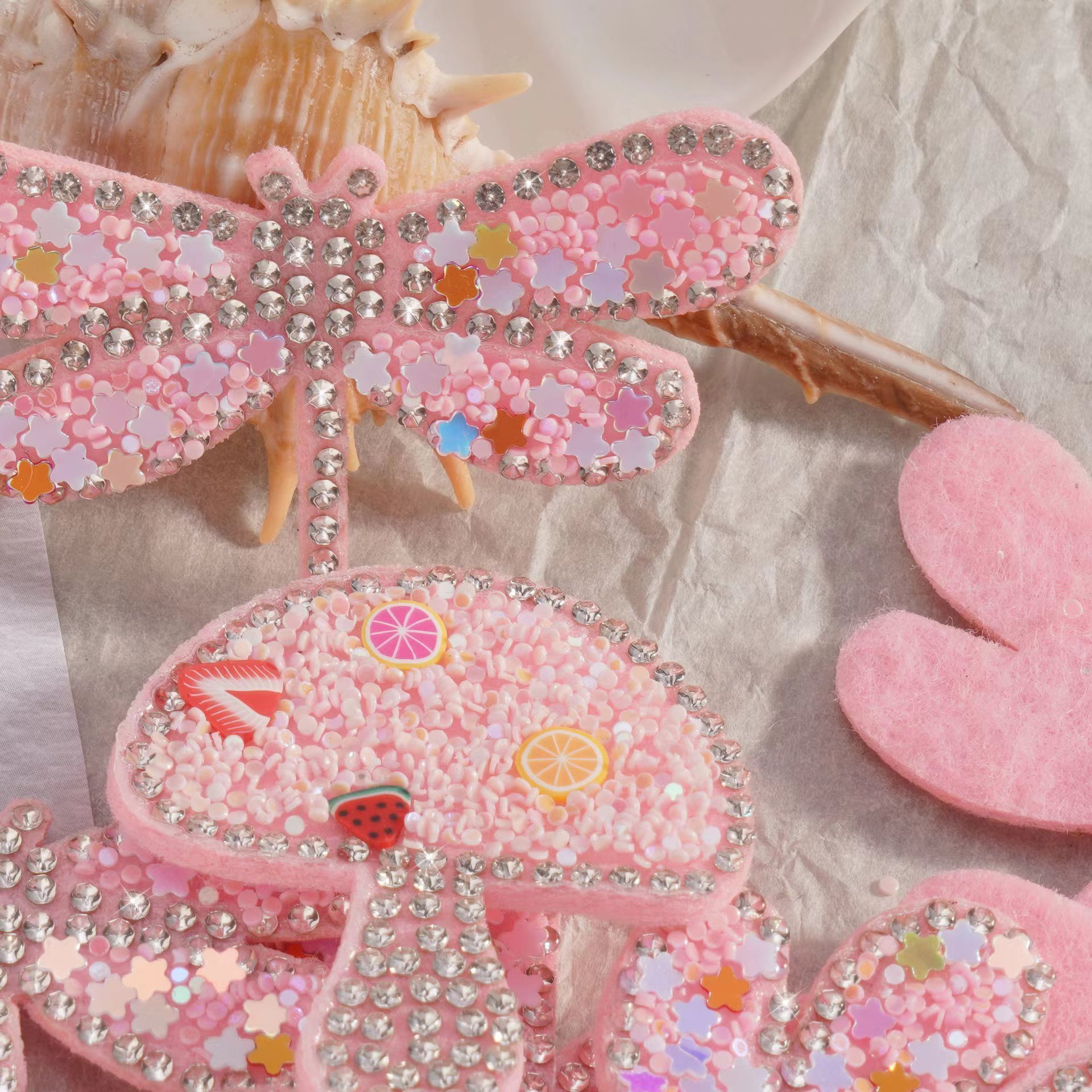 Customized design Rhinestone accessories gift Pink gift embroidery cloth accessory